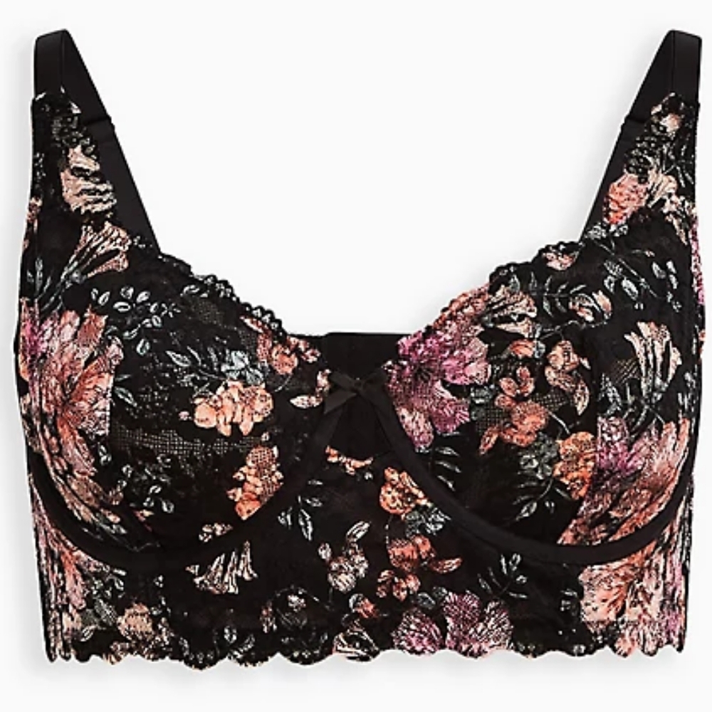 Torrid 5X SET Longline Lace Floral Bralette & Thong Panty - Picture 5 of 5